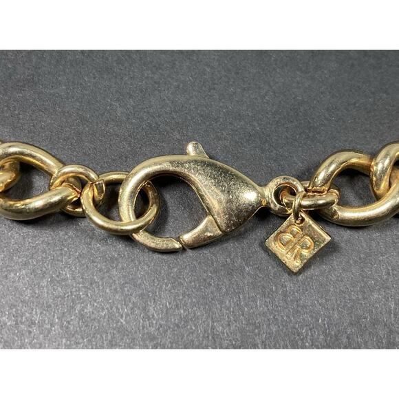 Banana Republic Bold Gold Tone Green Stone Thick Chain Statement Necklace 18" - Picture 9 of 13